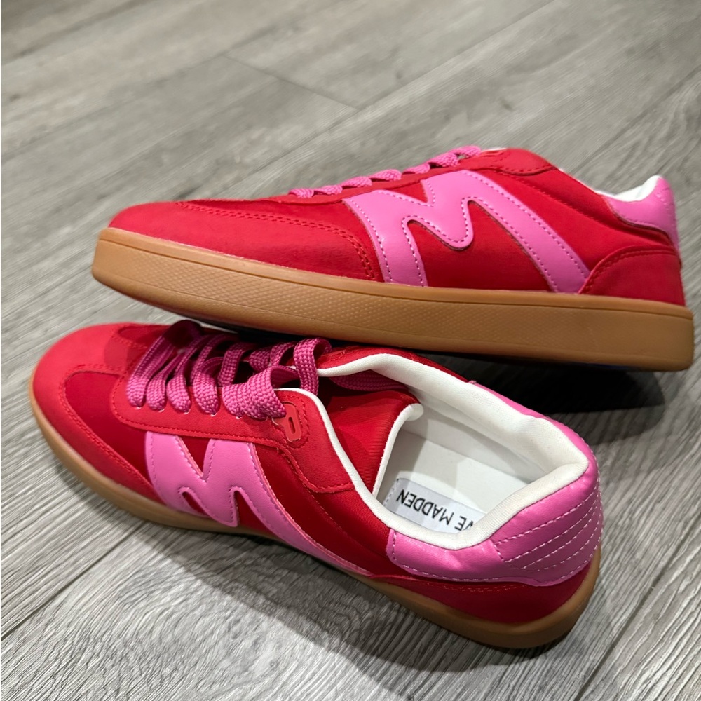 Steve Madden Red & Pink Sneakers with Gum Bottoms